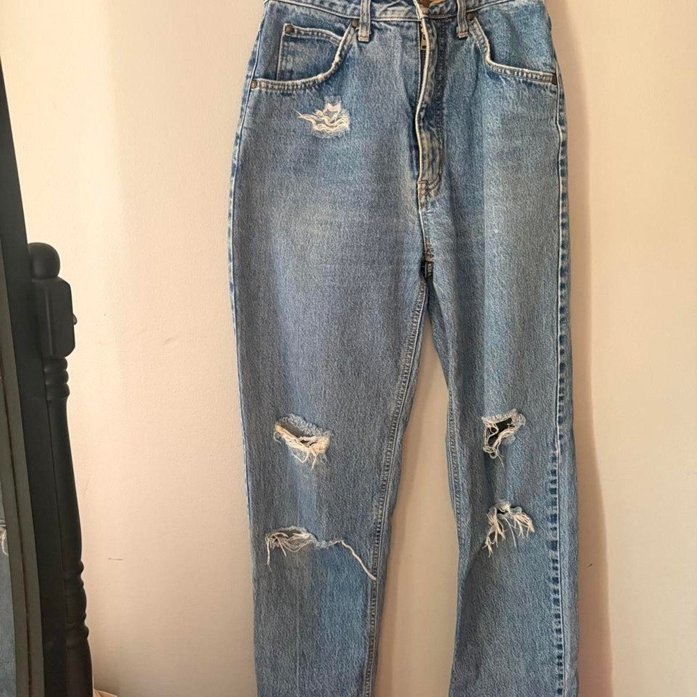 Edwin International blue denim jeans with holes size 30